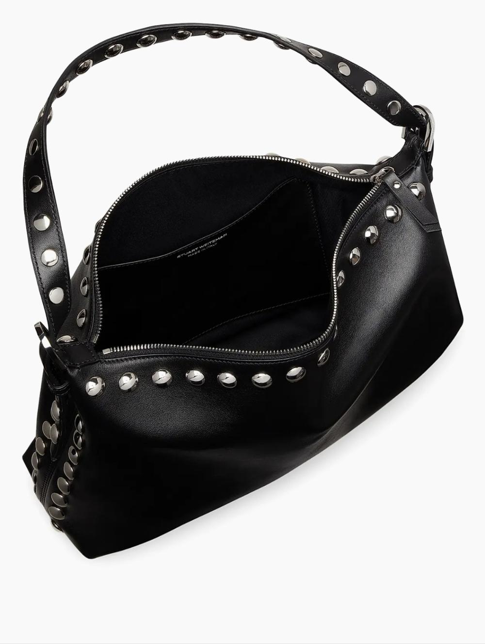 NWT! STUART WEITZMAN SLOUCHY NAPA LEATHER STUDDED BAG. (STILL IN WRAPPING) - Picture 2 of 3